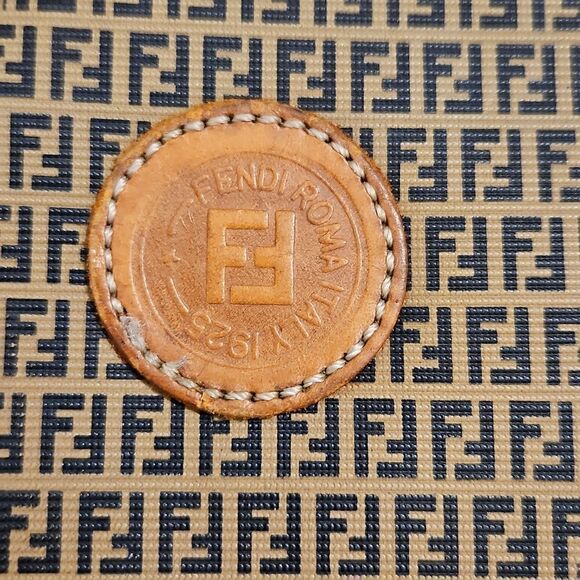 Vintage Fendi Zucchino Canvas Monogram Pouch in Black and Tan - Picture 2 of 10